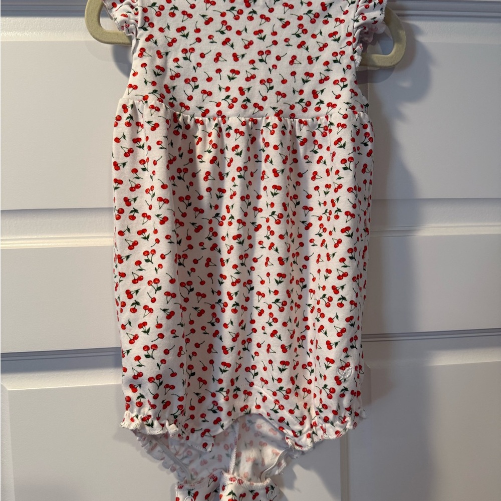 Baby Girls' White Cherry Print One-Piece Romper